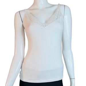 4/$24 Guess Lace V-Neck Spaghetti Strap White Tank Top